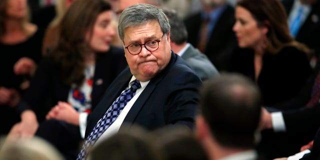 Attorney General William Barr arrives before President Donald Trump speaks in the East Room of the White House about his judicial appointments, Wednesday, Nov. 6, 2019 in Washington. (AP Photo/Manuel Balce Ceneta)
