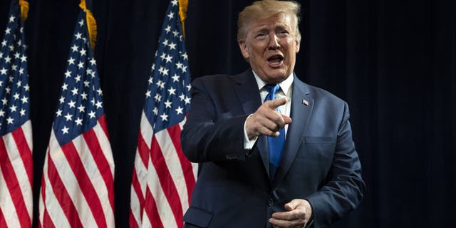 President Donald Trump arrives to speak at the launch of