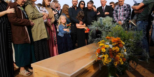 Family and friends attending the burial service of Christina Langford Johnson, the last victim of a cartel ambush that killed nine American women and children last week.