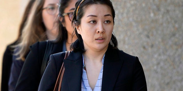In this Sept. 12 photo, Tiffany Li arrives at the courthouse in Redwood City, Calif. (AP Photo/Tony Avelar, File)