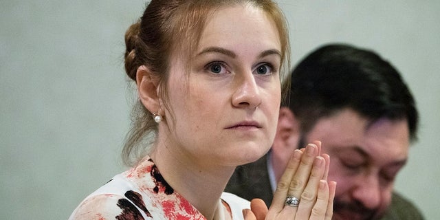 Russian national Maria Butina attends a meeting on human rights at the State Duma in Moscow on Friday. (AP Photo/Pavel Golovkin)