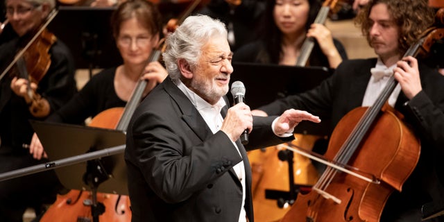 Opera star Placido Domingo performs during a concert at the Elbphilharmonie in Hamburg, Germany, on Wednesday, No. 27, 2019.