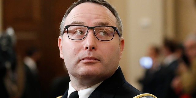 Byron York claims he uncovered real player behind Trump impeachment push 2 Then-National Security Council aide Lt. Col. Alexander Vindman arrives to testify before the House Intelligence Committee on Capitol Hill in Washington, Tuesday, Nov. 19, 2019, during a public impeachment hearing of President Donald Trump's efforts to tie U.S. aid for Ukraine to investigations of his political opponents. (AP Photo/Alex Brandon)