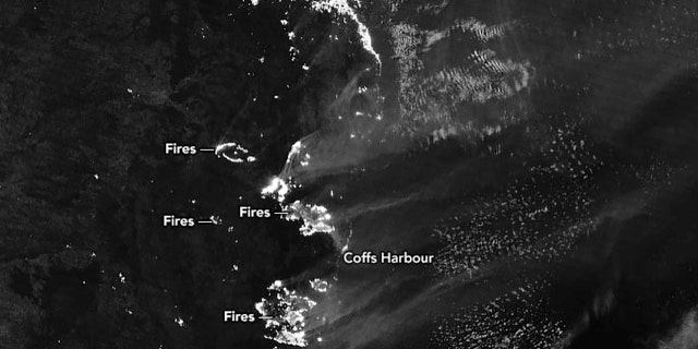 This Nov. 9, 2019, satellite photo taken by NASA shows Bushfires still raging in Australia.