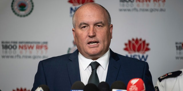 In this Oct. 9, 2019, photo, New South Wales (NSW) state Emergency Services Minister David Elliott speaks during a press conference at the NSW Rural Fire Service Headquarters at Sydney Olympic Park in Sydney.