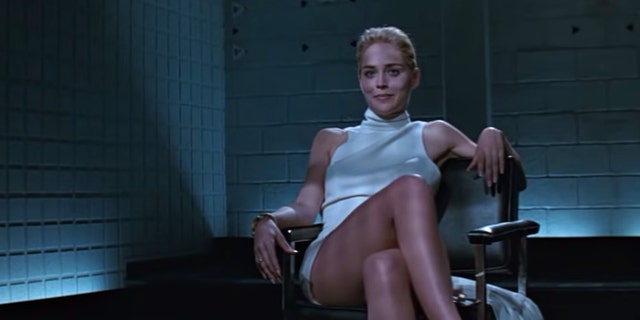 The actress said she still has the white dress from the infamous "Basic Instinct" interrogation scene.
