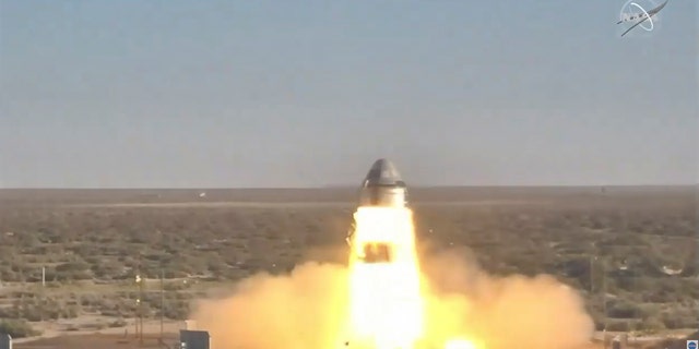 In this image made from a video provided by NASA Boeing tests the launch abort system of the Starliner capsule in White Sands Missile Range in New Mexico on Monday, Nov. 4, 2019.