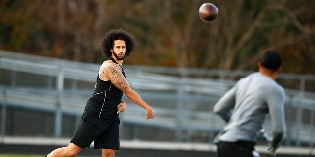 Free-agent quarterback Colin Kaepernick left his workout still unsigned. (AP Photo/Todd Kirkland)