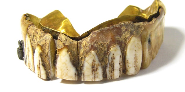 The 200-year-old false teeth were found in a field in Southern England. (Hansons Auctioneers and Valuers)