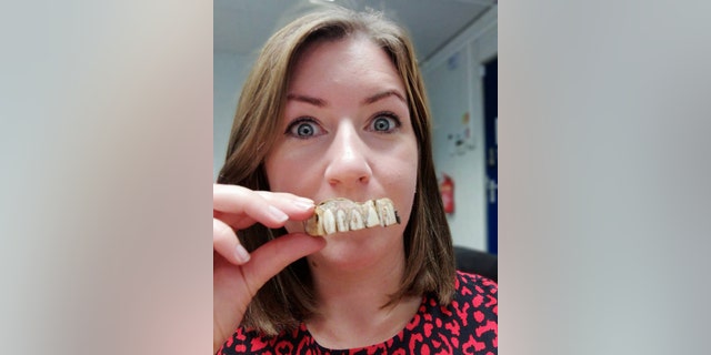 Hansons Valuer Isabel Murtough with the dentures.