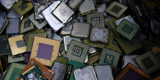 This photo taken on January 19, 2017 shows removed computer CPUs (central processing units) at the Tokyo Eco Recycle company in Tokyo - file photo.