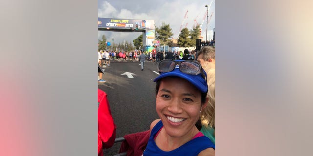 Elizabeth Wong participating in the 2019 Jerusalem Marathon with 