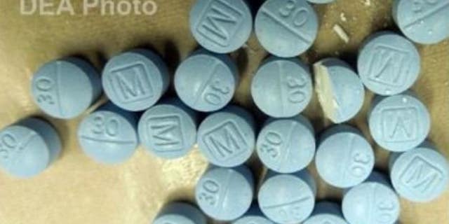 An array of fentanyl pills are shown here. Clandestinely produced fentanyl is primarily manufactured in Mexico.