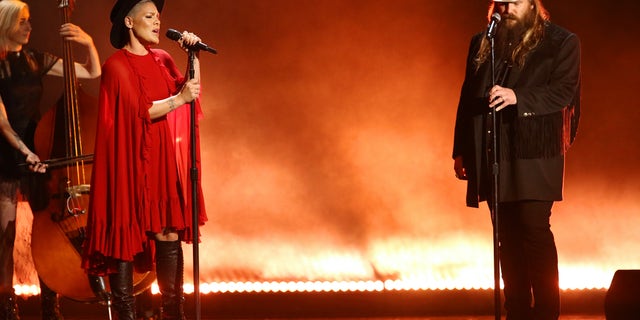 P!nk and Chris Stapleton perform onstage during the 53rd annual CMA Awards at the Bridgestone Arena on November 13, 2019 in Nashville, Tennessee. (Photo by Terry Wyatt/Getty Images,)