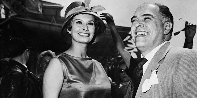 Sophia Loren and husband Carlo Ponti at the Cannes Film Festival, circa 1959.