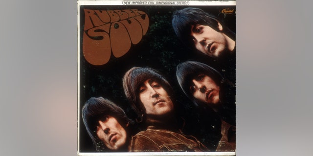 Album cover for rock and roll band "The Beatles" album entitled "Rubber Soul" which was released on December 3, 1965. (L-R) George Harrison, John Lennon, Ringo Starr, Paul McCartney(Clockwise from bottom left) George Harrison, Paul McCartney, John Lennon, Ringo Starr. Photographed by Freeman. 