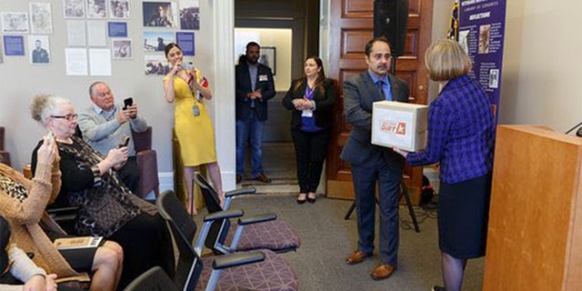 The Library of Congress accepted Keith Sherman's donation of Gold Star stories on Friday.?(Shawn Miller/Library of Congress photographer)