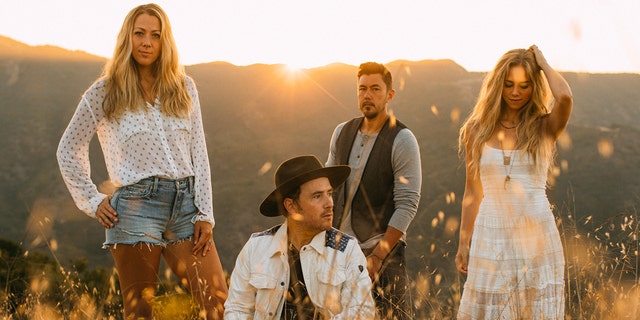 Country-rock band, Gone West, pictured, is comprised of Colbie Caillat, left, Jason Reeves and Justin Young, center, and Nelly Joy, right.