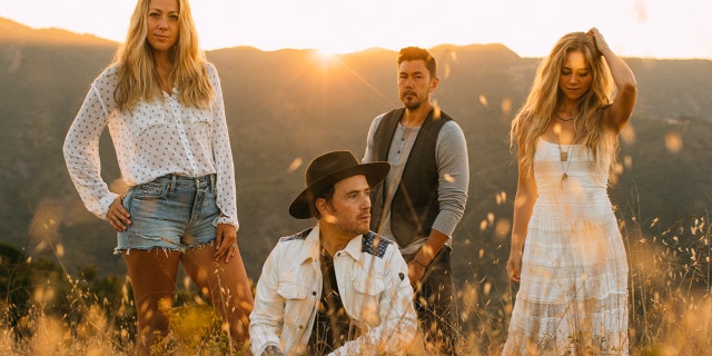 Country-rock band, Gone West, pictured, is comprised of Colbie Caillat, left, Jason Reeves and Justin Young, center, and Nelly Joy, right.