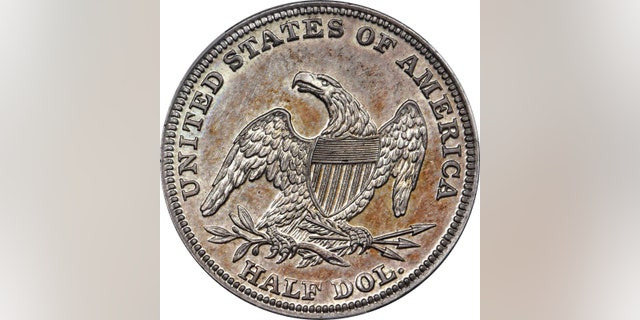The back of the 1838-O Capped Bust Half Dollar coin.