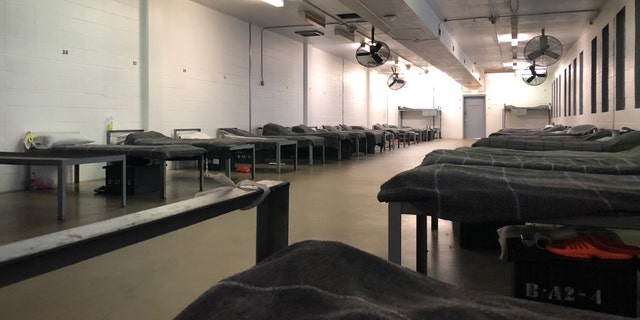 A look inside one of more than 30 tiers where ICE detainees sleep at Winn Correctional Center. 44 people sleep in each.