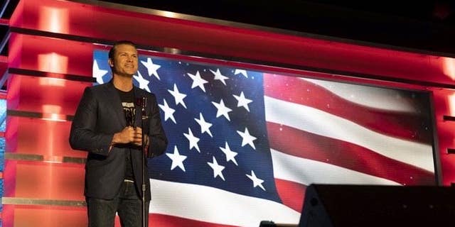 Behind the scenes as Pete Hegseth prepared to take the stage.