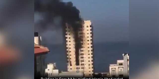 In a tweet on Wednesday the IDF posted a photo of a building in Gaza that the Israeli military said was hit by a misfired Islamic Jihad rocket.