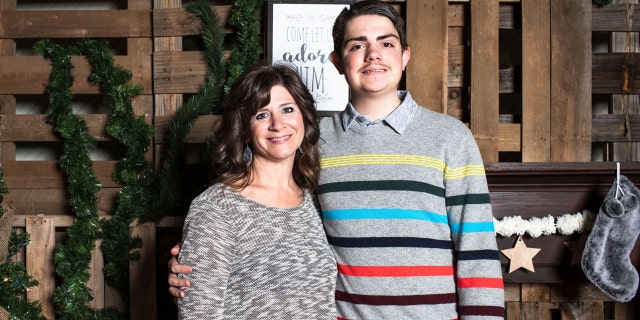 Jayne Hoare and her son pictured at the special Christmas event Sunday.