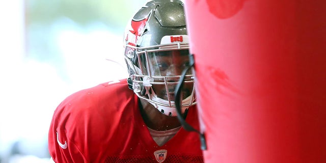 Kahzin Daniels (41) goes through drills during the Tampa Bay Buccaneers Training Camp on August 12, 2019 at the AdventHealth Training Center at One Buccaneer Place in Tampa, Florida. (Photo by Cliff Welch/Icon Sportswire via Getty Images)