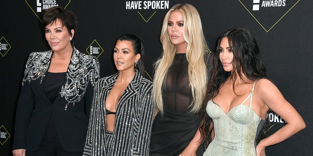 (L-R) Kris Jenner, Kourtney Kardashian, Khloe Kardashian, and Kim Kardashian West attend the 2019 E! People's Choice Awards. The family has signed an exclusive multi-year deal with Hulu after announcing E!'s 'Keeping Up with the Kardashians' is ending after its last season which will debut in March 2021.