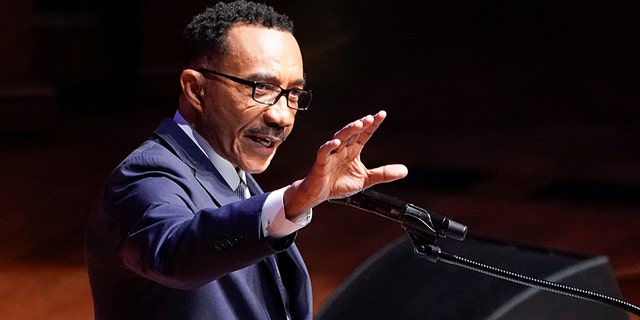 Former U.S. Rep. Kweisi Mfume (D-MD) speaks during funeral services for late U.S. Representative Elijah Cummings at the New Psalmist Baptist Church in Baltimore, Maryland, U.S., October 25, 2019. Mfume announced Monday he would seek Cummings' seat in a special election.