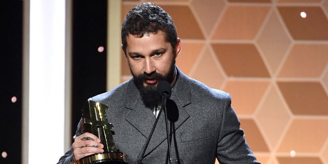 Shia LaBeouf accepted the Breakthrough Screenwriter Award for his film 
