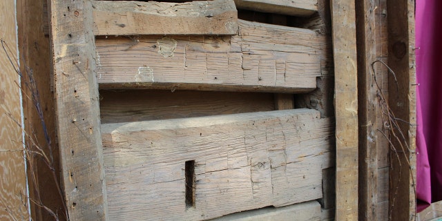 The cabin is made from hand-hewn timbers, according to the Nevada County Depot & Museum. (Nevada County Depot and Museum)