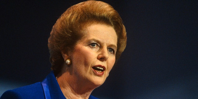 Prime Minster Margaret Thatcher is seen giving her last speech as Prime Minister at the October 1990 Conservative Party Conference in Blackpool, Lancashire before being removed by her own colleagues a few weeks afterwards. Her fighting spirit and stern expression gives her the reputation of Iron Lady with a gaze that make her opponents uncomfortable.  (Photo by In Pictures Ltd./Corbis via Getty Images)