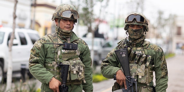Two Members of the Infanteria de Marina, Mexico's equivalent of the Marine Corps in Matamoros.