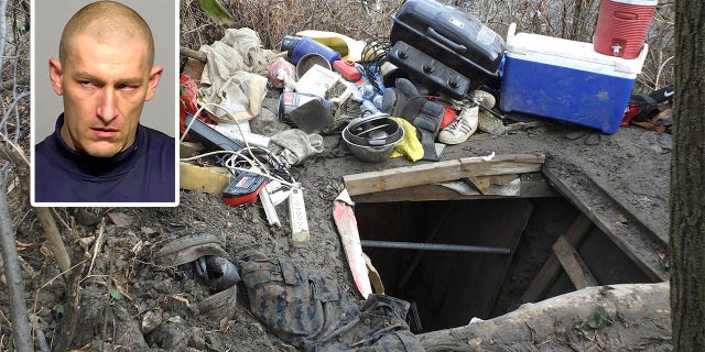 Mugshot for Geoffrey Graff who was arrested after sheriff’s deputies found a stash of weapons in an underground bunker belonging to him in a secluded, wooded area along the Milwaukee River in Milwaukee. (Milwaukee County Sheriff's Office via AP)