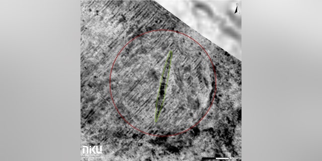 The buried Viking ship at Edøy. (NIKU)