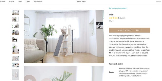 For pet parents in search of the perfect gift for their feline, Paltrow and friends offer up the Tuft and Paw milo cat jungle gym, which has a modest price tag of $949. (Photo: Goop)