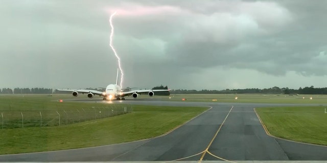 The lightning occurred during storms throughout New Zealand's Canterbury region on Wednesday.
