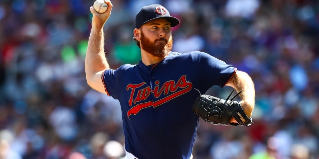 Minnesota Twins relief pitcher Sam Dyson (49) delivers a pitch in the seventh inning against the Chicago White Sox at Target Field in Minneapolis, Aug. 21, 2019. (David Berding-USA TODAY Sports)