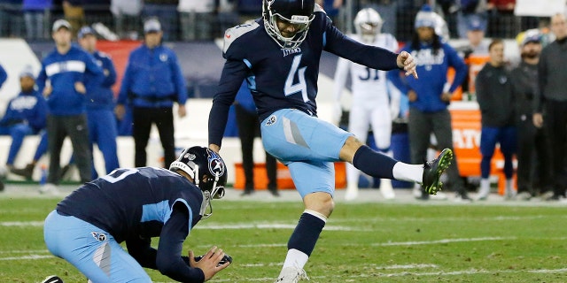 Ryan Succop played for the Chiefs and the Titans. (AP Photo/James Kenney, File)