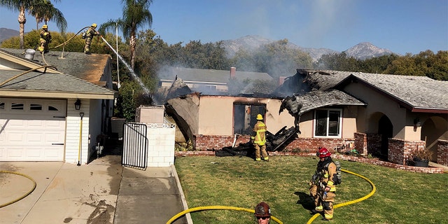 The single-engine Cirrus SR22 crashed into the home on West 15th Street in Upland, Calif. around 11 a.m. on Thursday under unknown circumstances, according to statement sent to Fox News from The Federal Aviation Administration (FAA).