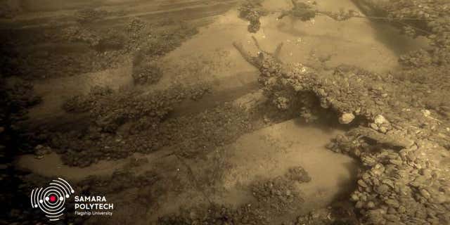 The medieval ship discovered in the Volga River.