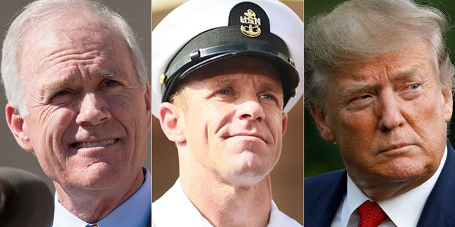 Fox news today: Former Navy Secretary Richard Spencer, Navy SEAL Eddie Gallagher and President Trump.