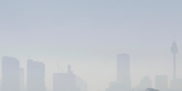 Smoke haze covers Sydney on Tuesday as wildfires have caused the air quality in the city to reach hazardous conditions.