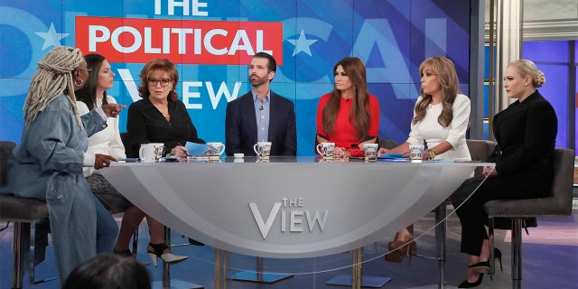 THE VIEW - (L-R) WHOOPI GOLDBERG, ABBY HUNTSMAN, JOY BEHAR, DONALD TRUMP JR., KIMBERLY GUILFOYLE, SUNNY HOSTIN, MEGHAN MCCAIN