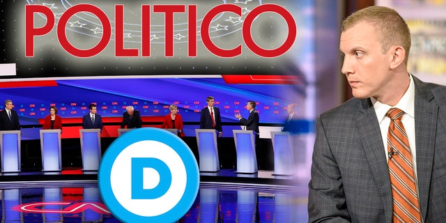 The DNC reportedly pushed back at Politico for planning to include Tim Alberta, right, as a debate moderator. (William B. Plowman/NBC/NBC Newswire/NBCUniversal via Getty Images, Montage)