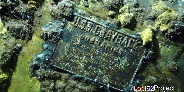 The plaque on the USS Grayback wreck.