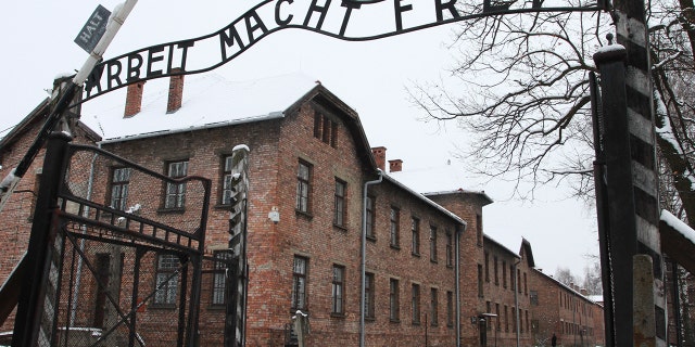 'Arbeit Macht Frei' sign at the former Nazi concentration camp Auschwitz in Oswiecim, Poland on 27 January 2015. (Photo by Jakub Porzycki/NurPhoto via Getty Images)