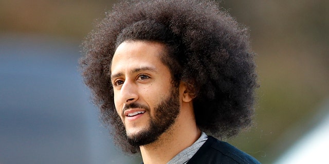 Free agent quarterback Colin Kaepernick arrives for a workout for NFL football scouts and media, Saturday, Nov. 16, 2019, in Riverdale, Ga.